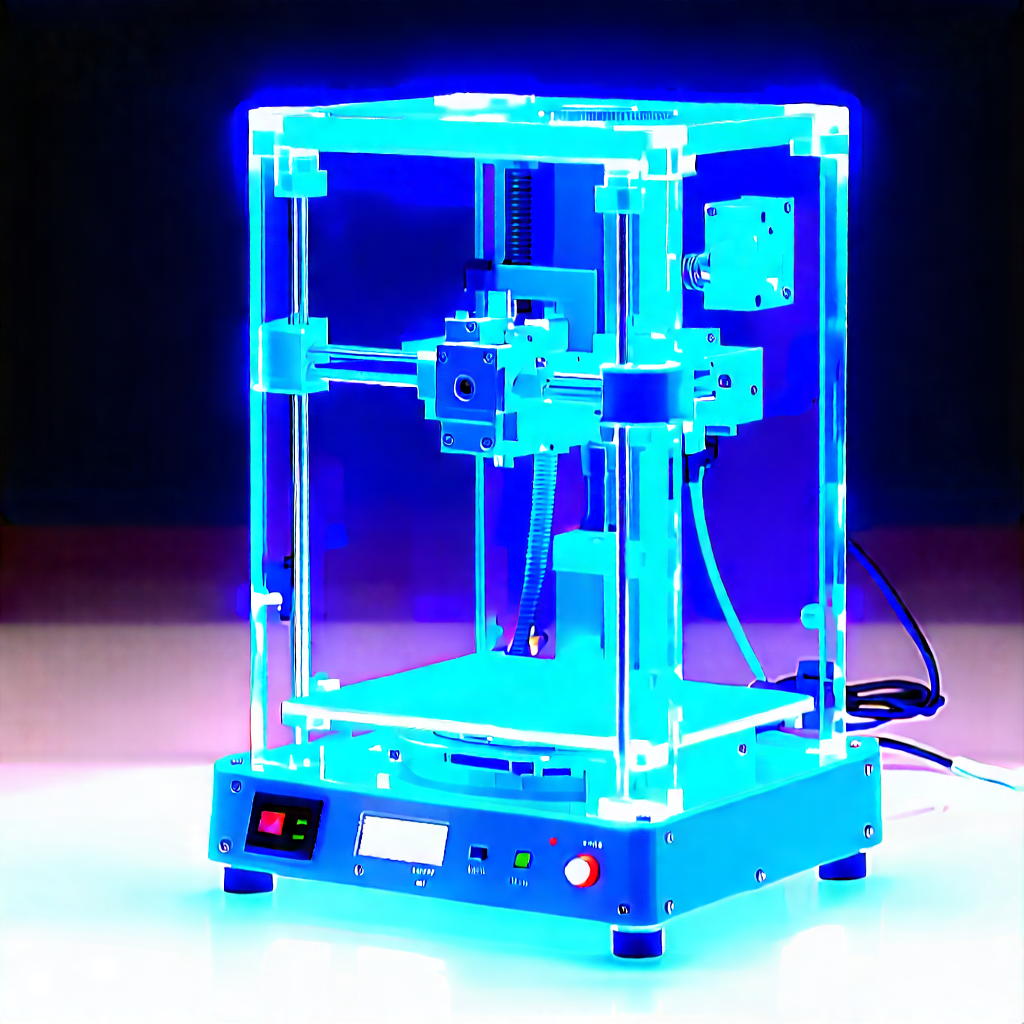Tech Ink Drawing: 3d printer with blue light (glow:1.5)