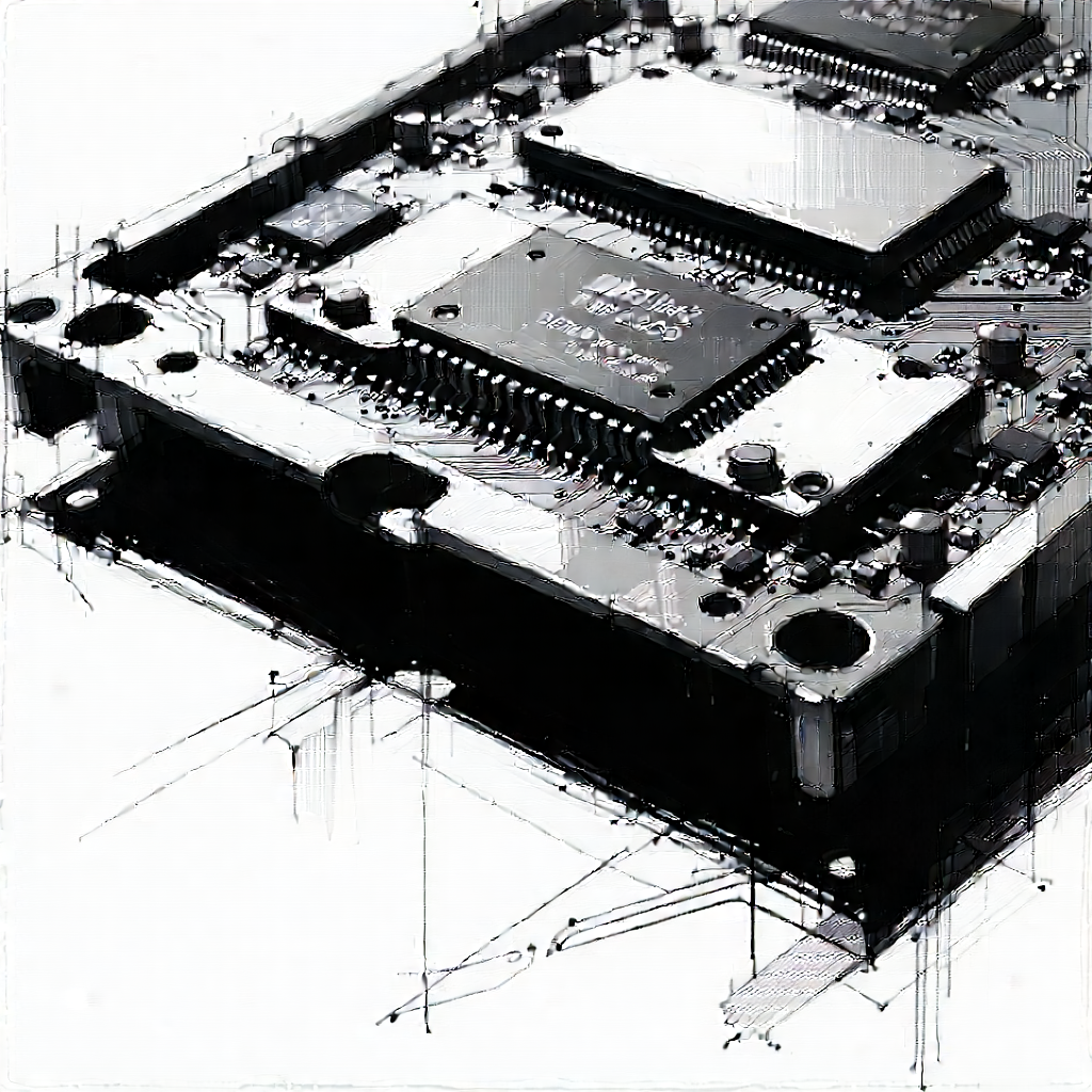 Tech Charcoal Drawing: Close-up of memory module