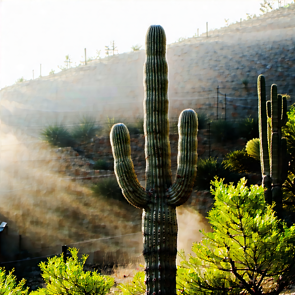 Nature Professional Photography: Cactus in misty environment