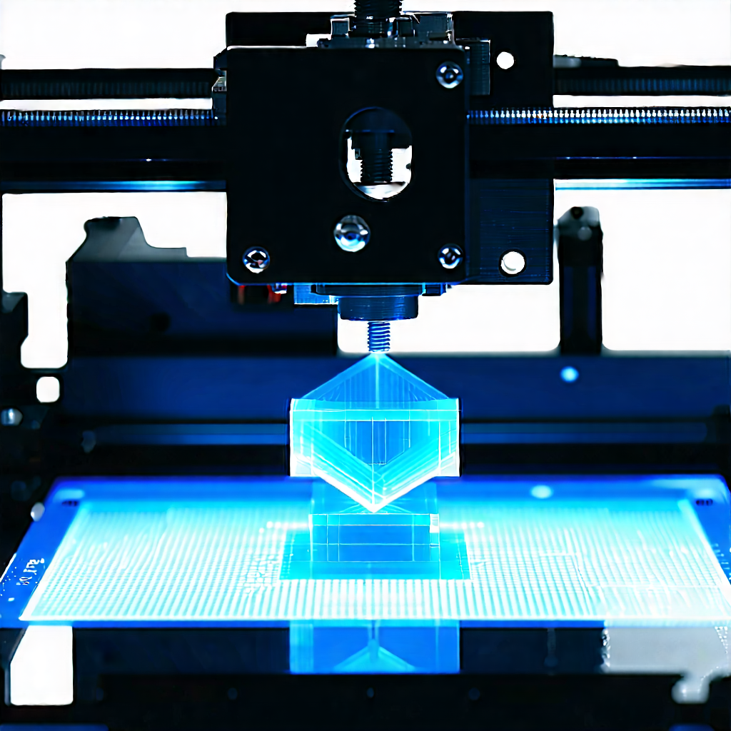 Tech Low Poly: 3d printer with holographic projection