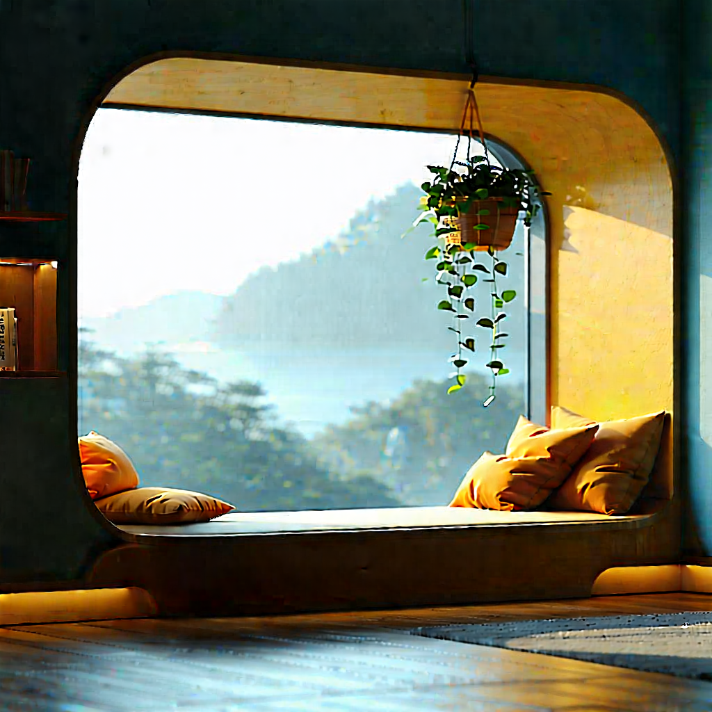 Lifestyle Graphic Design: Reading Nook With Organized Space With Image, There