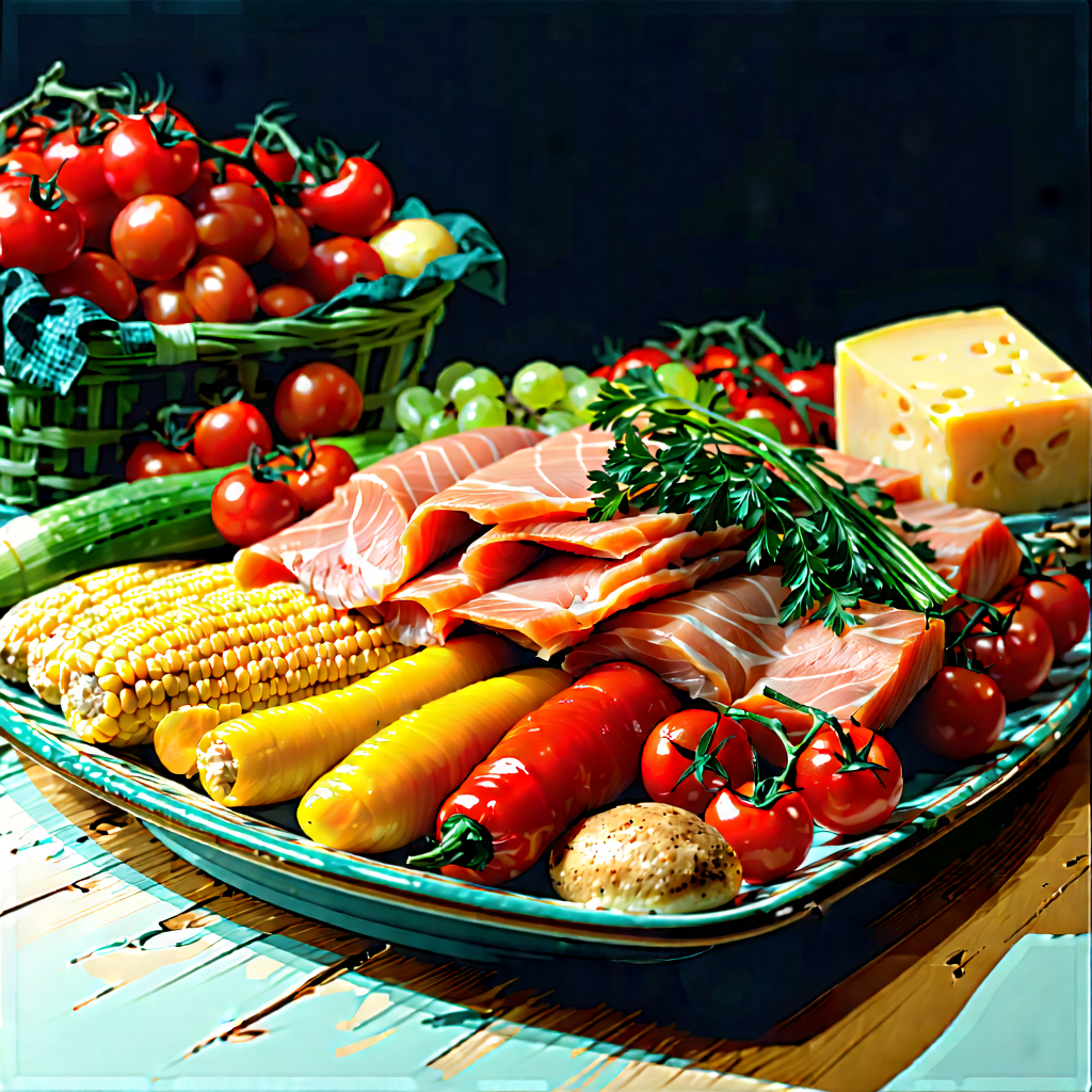 Lifestyle Lithograph: Farm-to-table meal prepared with vibrant colors