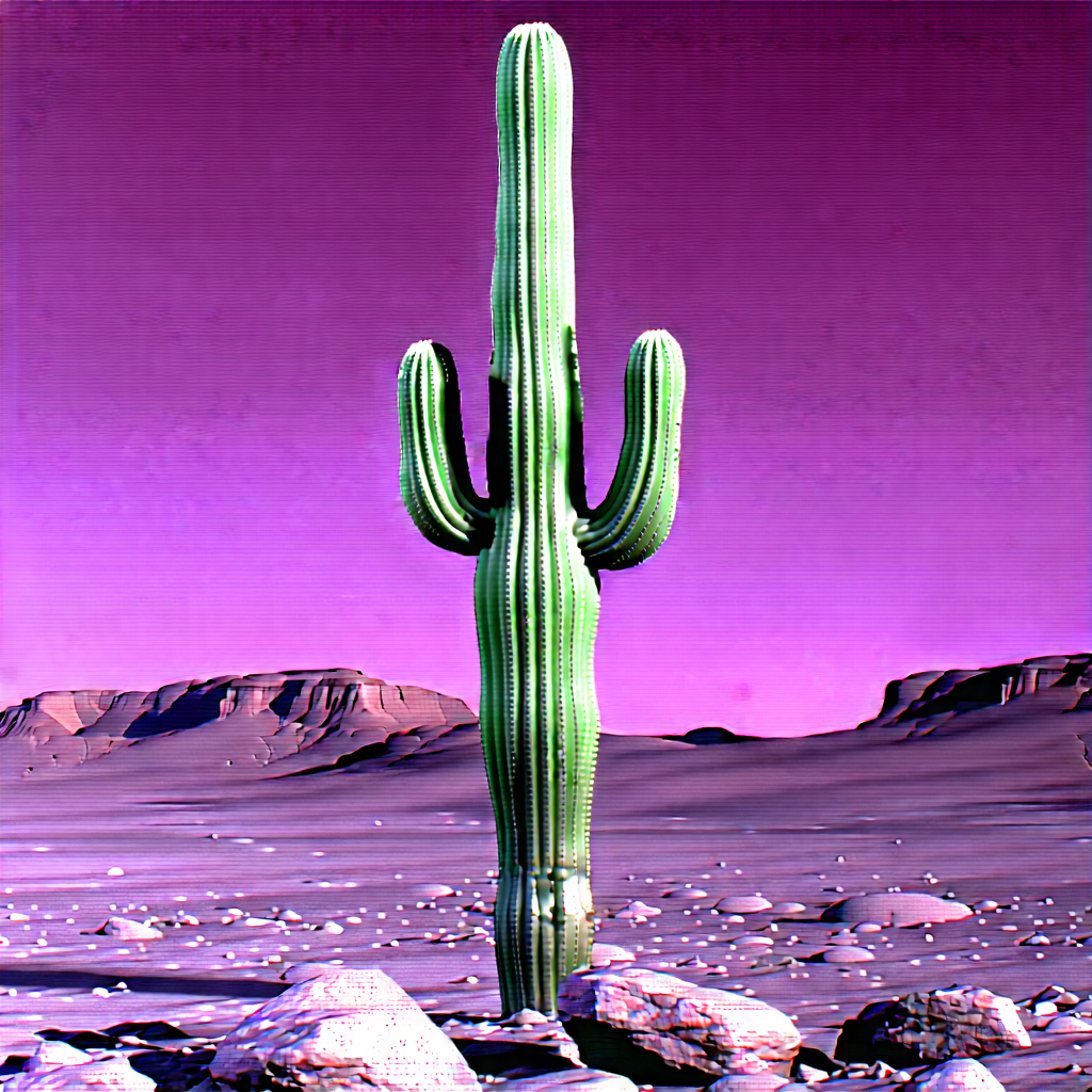 Nature Octane Render: Cactus In Rocky Terrain With Cactus Plant
