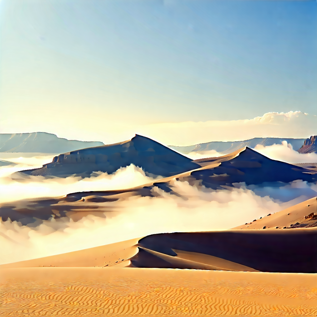 Nature Vector Art: (mist:1.33) Over Desert With Beautiful Desert