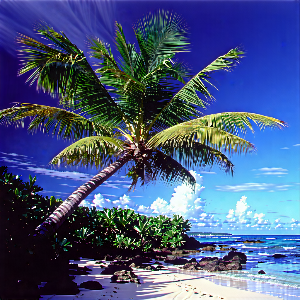Nature Long Exposure Photography: Tropical Plants In Coastal Environment With Beautiful Tropical