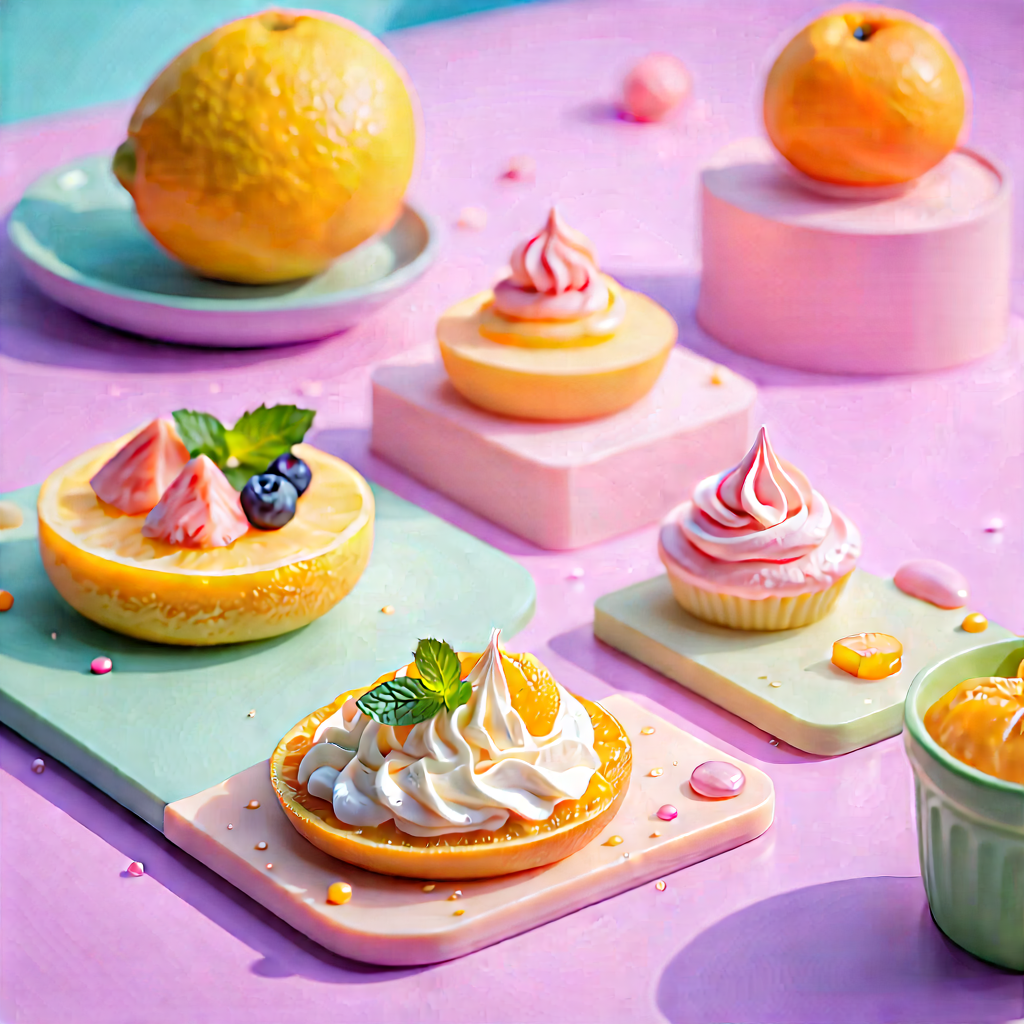 Abstract Food Photography: Color Field With Pastel Color Palette With Table Variety