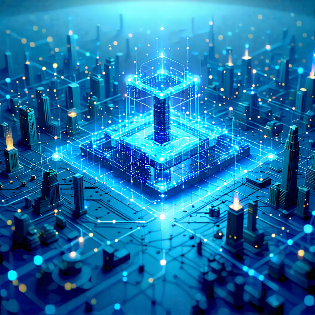 Tech Flat Design: Blockchain network visualization