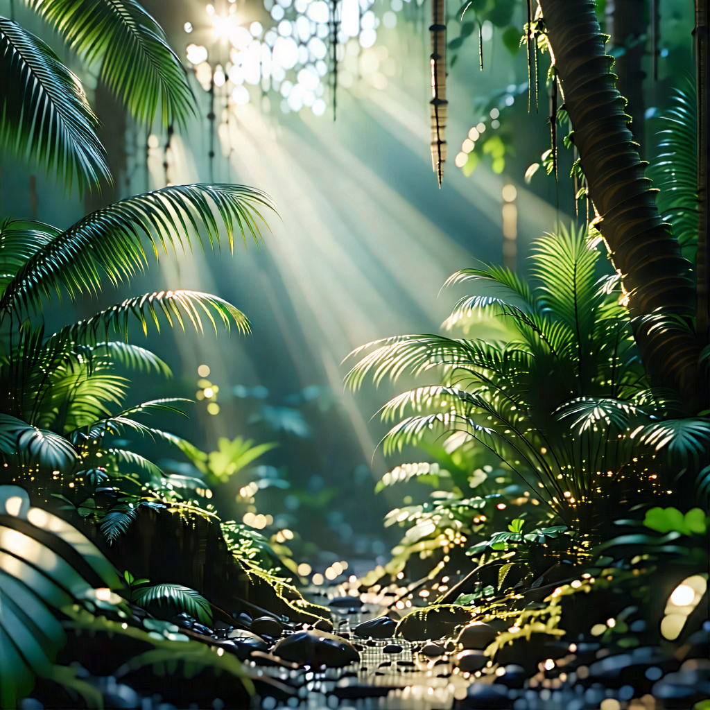 Nature Macro Photography: Tropical Plants In Sunlit Clearing With Image, Beautiful