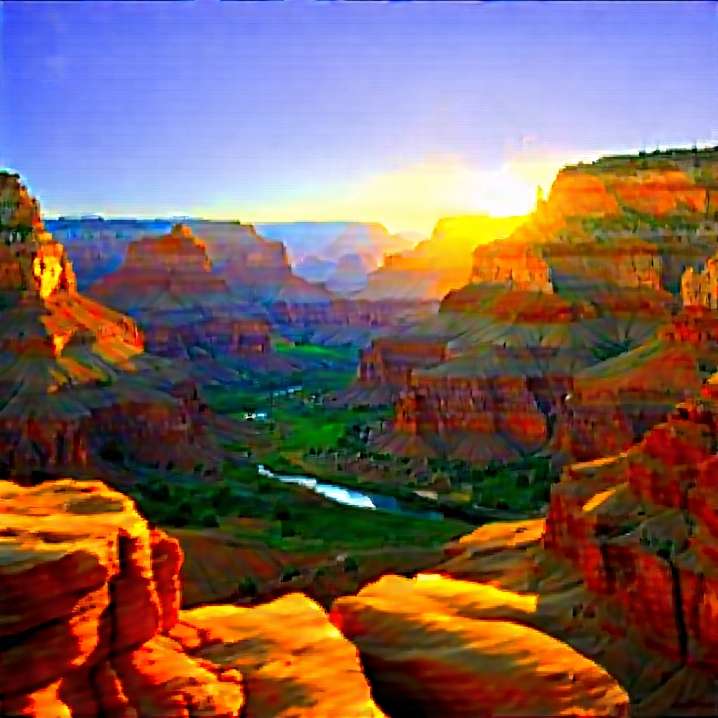 Nature Gouache Painting: Canyon during sunrise