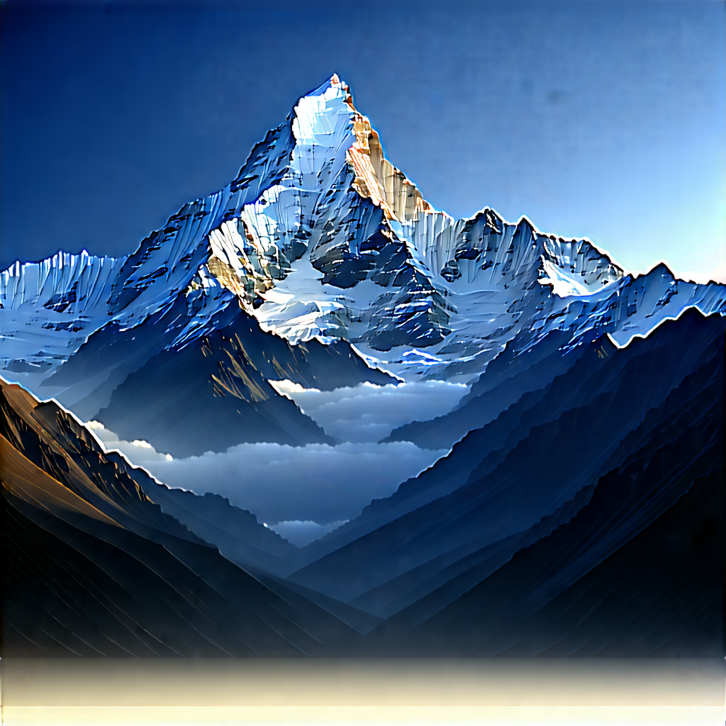 Nature Lithograph: Mountain Range During Blue Hour With Majestic Mountain