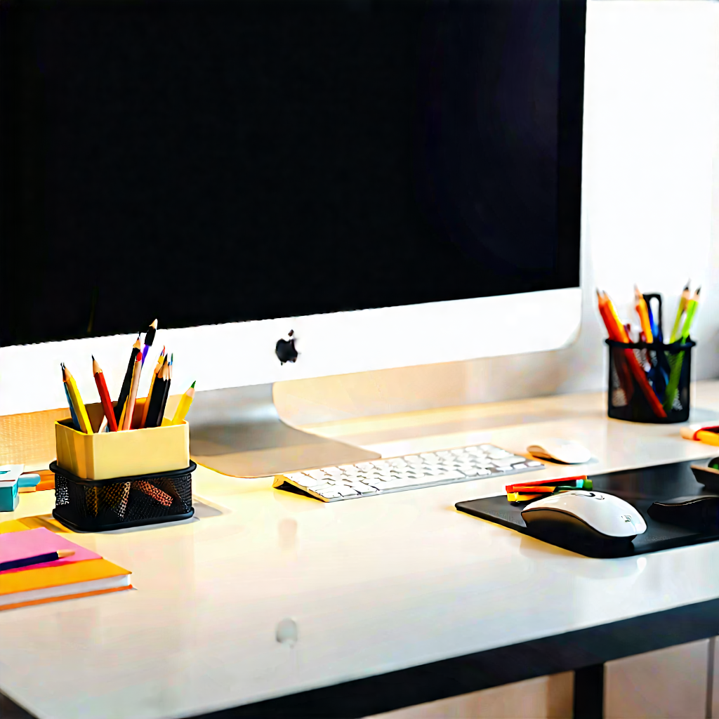 Business Commercial Photography: Workplace with productivity tools on desk