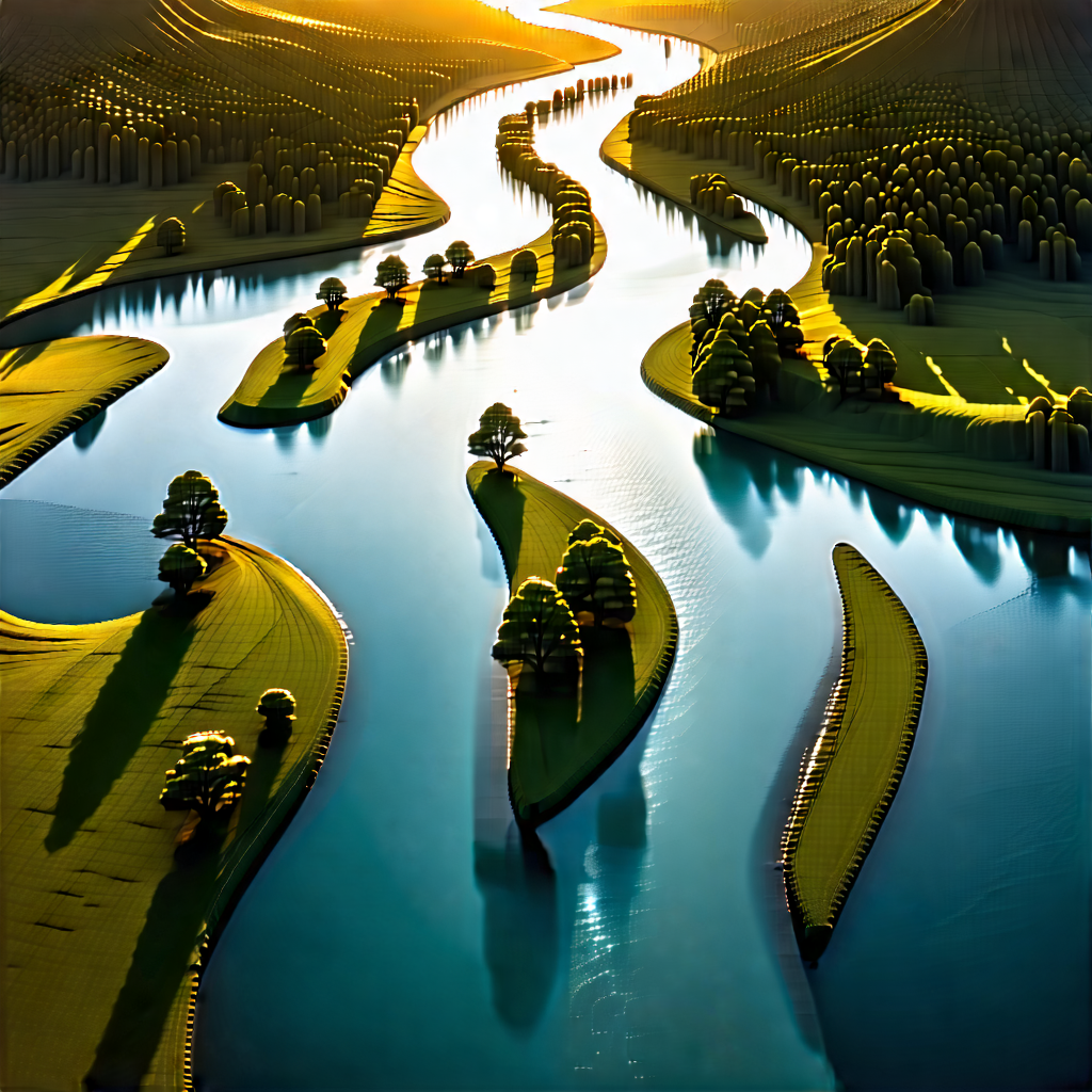 Nature Cinema 4d: Aerial View Of Winding River With Painting River