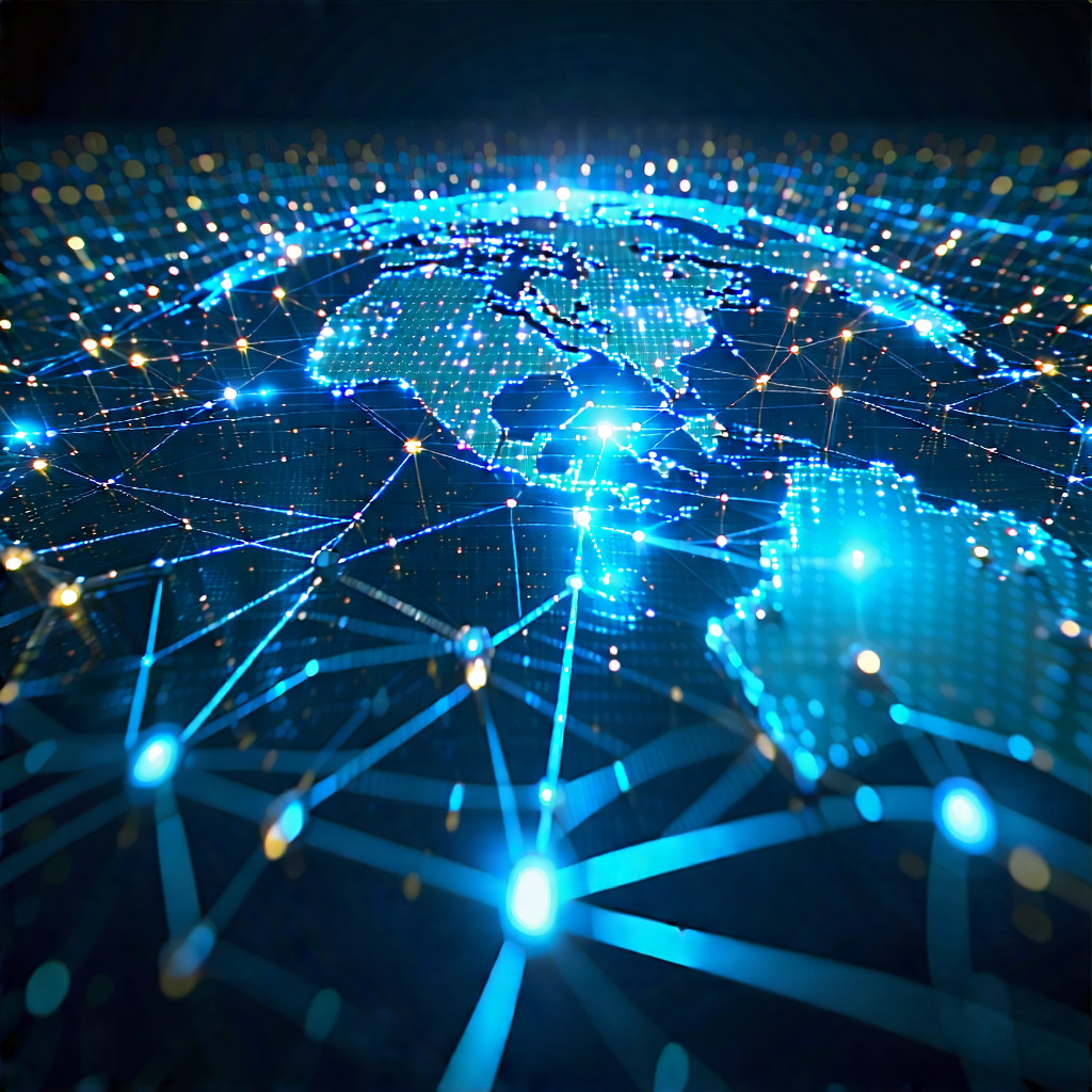 Tech Hdr Photography: Blockchain Network Visualization With Blue White