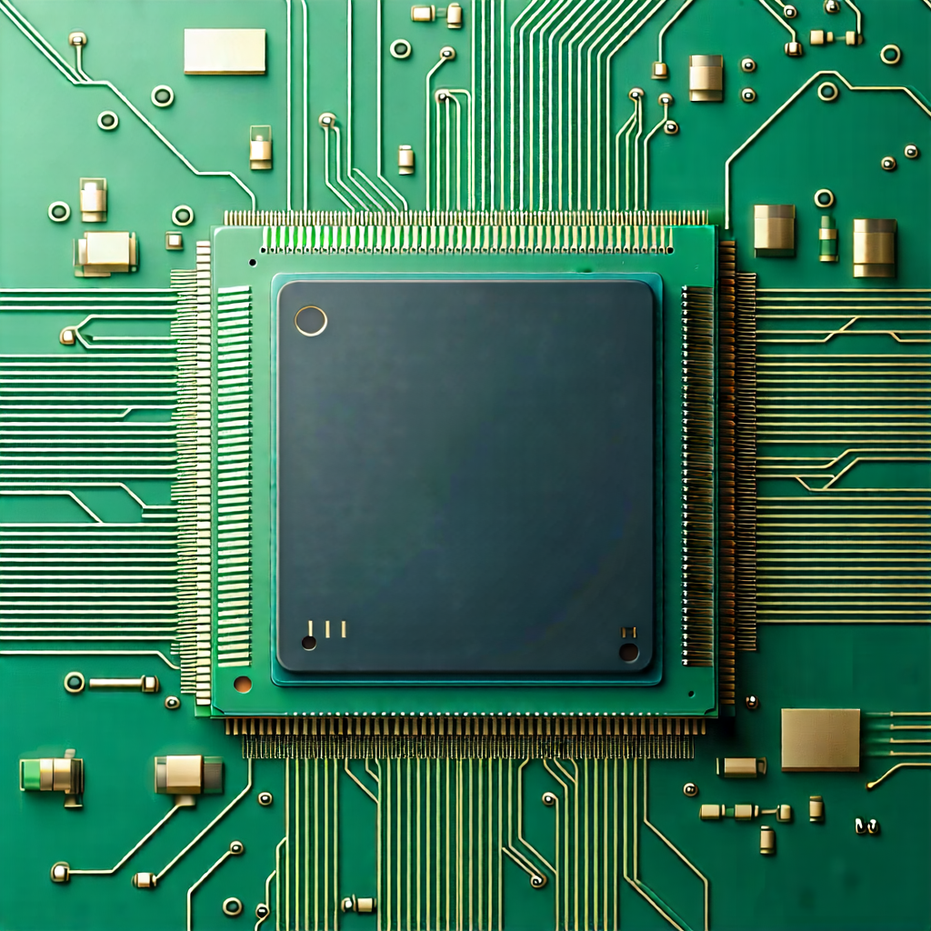 Tech Technical Illustration: Close-up of microprocessor