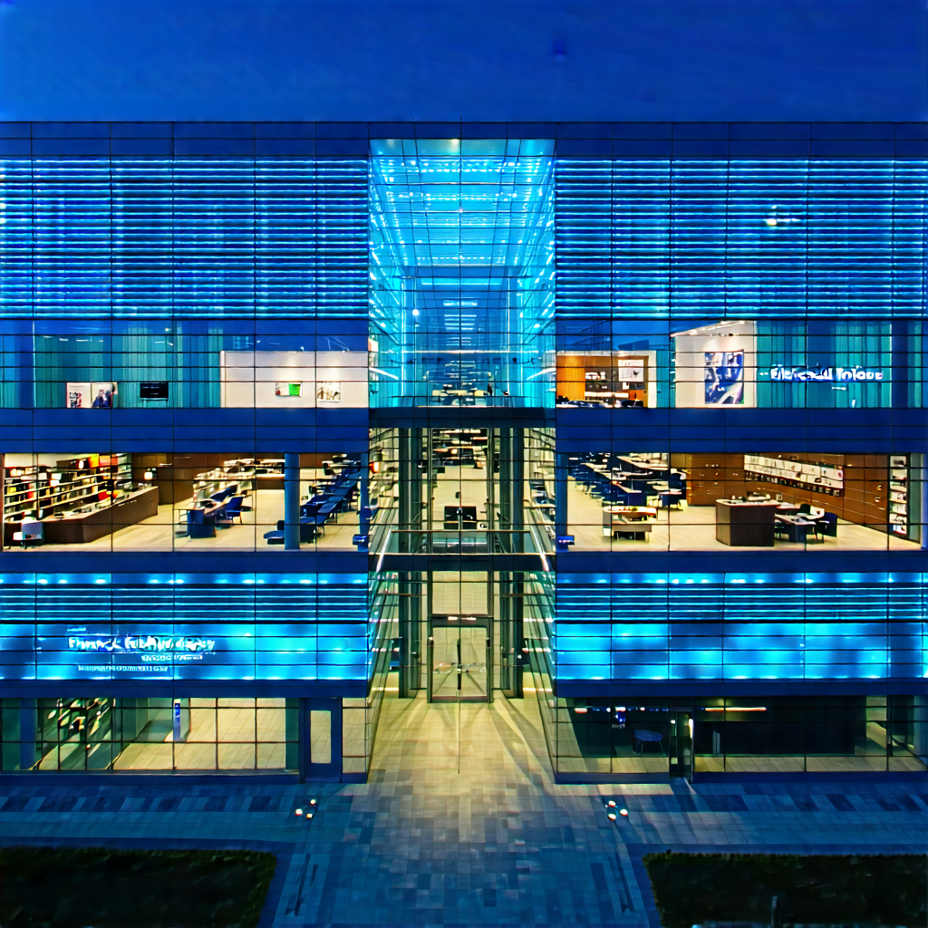 Tech Aerial Photography: Financial Technology In Research Center With Large, Modern
