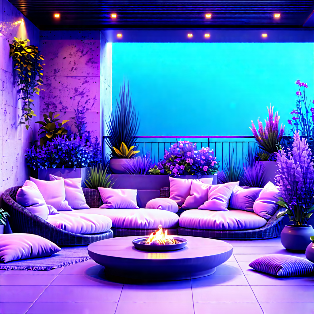 Lifestyle Editorial Photography: Balcony Garden With Comfortable Textiles With Image, There