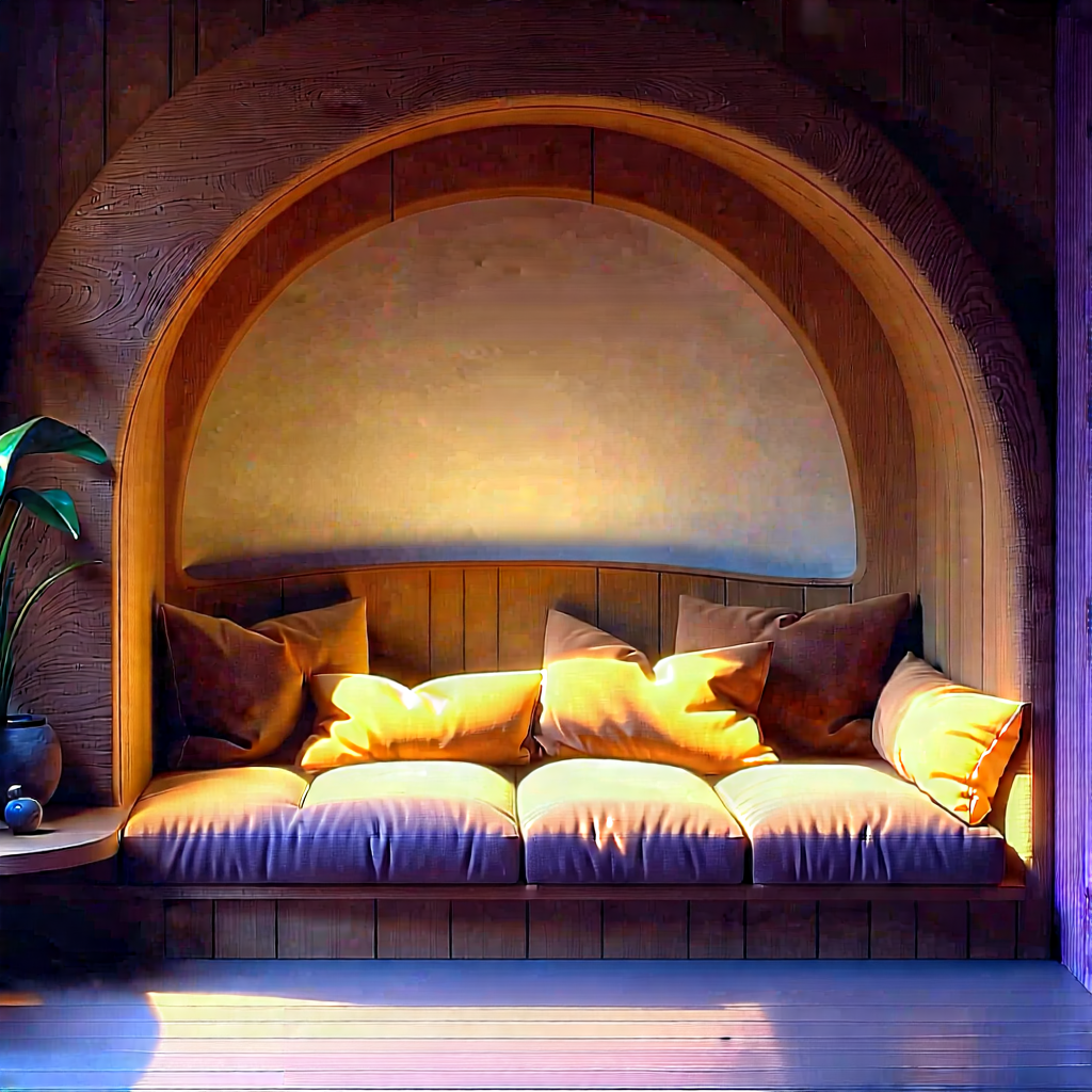 Lifestyle Professional Photography: Reading Nook With Warm Lighting With Image, There