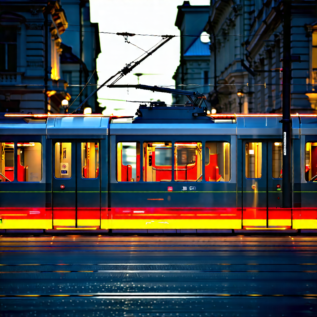 Urban Blender Artwork: (city:1.17) Tram In Historic Quarter With Train Traveling