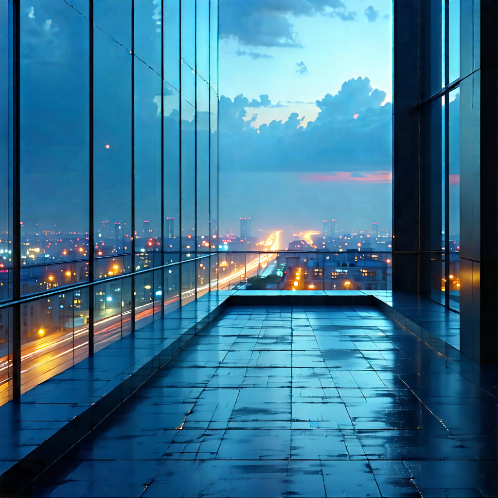 Urban Cinema 4D: Observation deck with city lights
