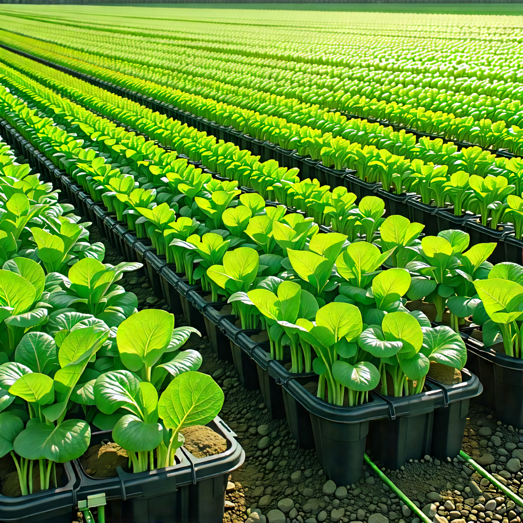Tech Flat Design: Agricultural Technology In Research Center With Large Field