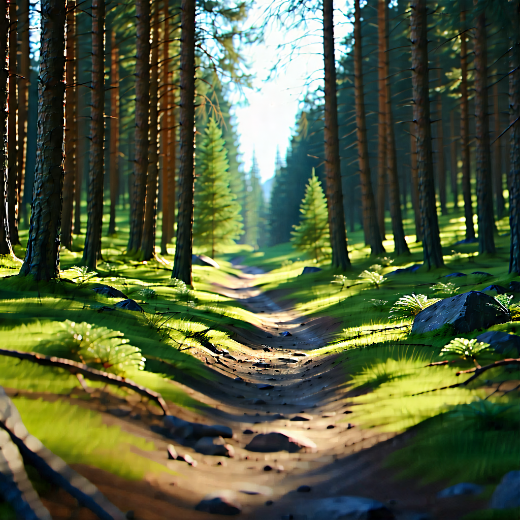 Nature Macro Photography: Path through pine (forest:1.35)