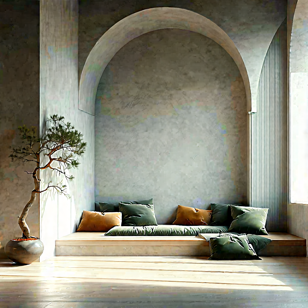 Lifestyle Architectural Photography: Reading Nook With Minimalist Decor With Image, There