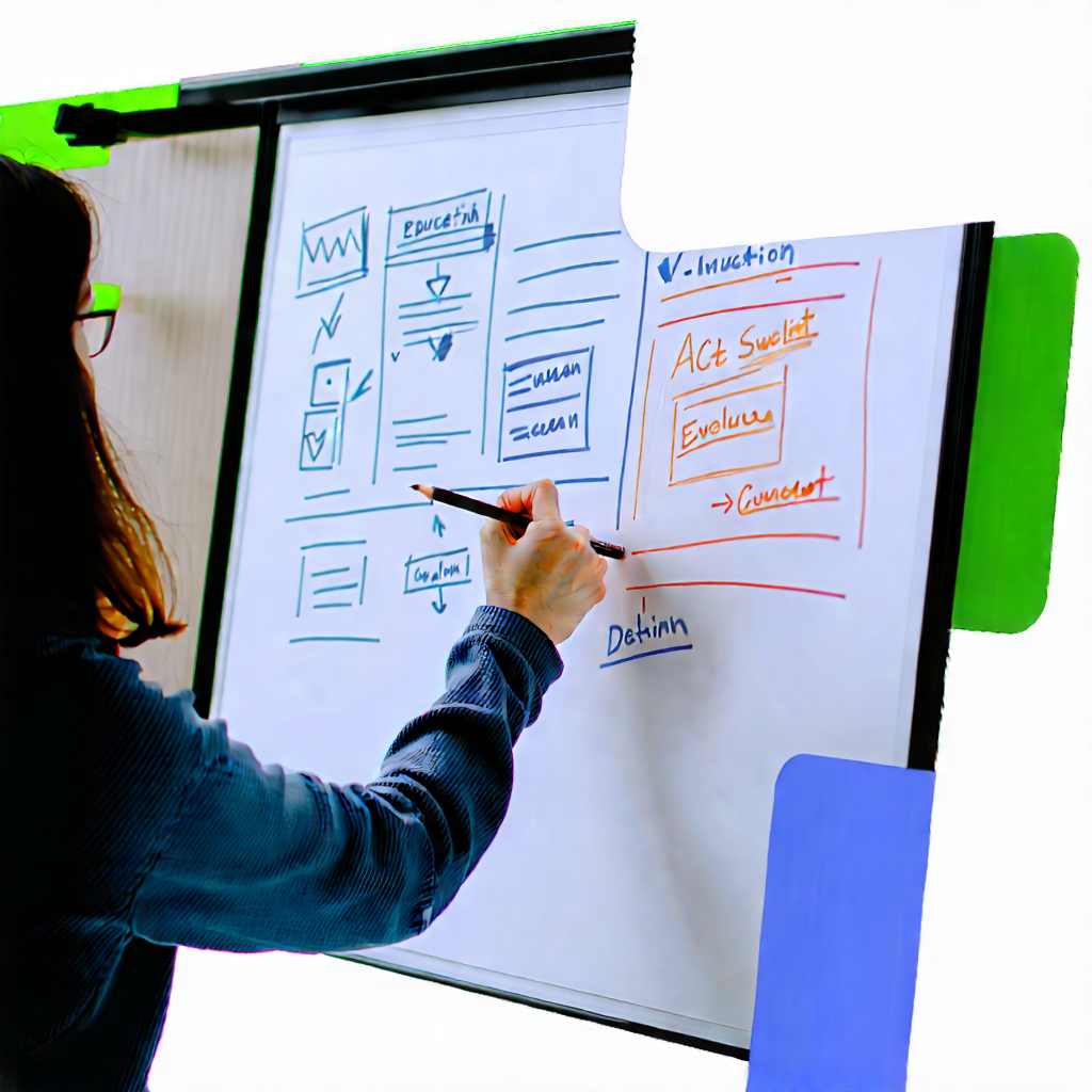 Business Blender Artwork: Education professional using digital whiteboard