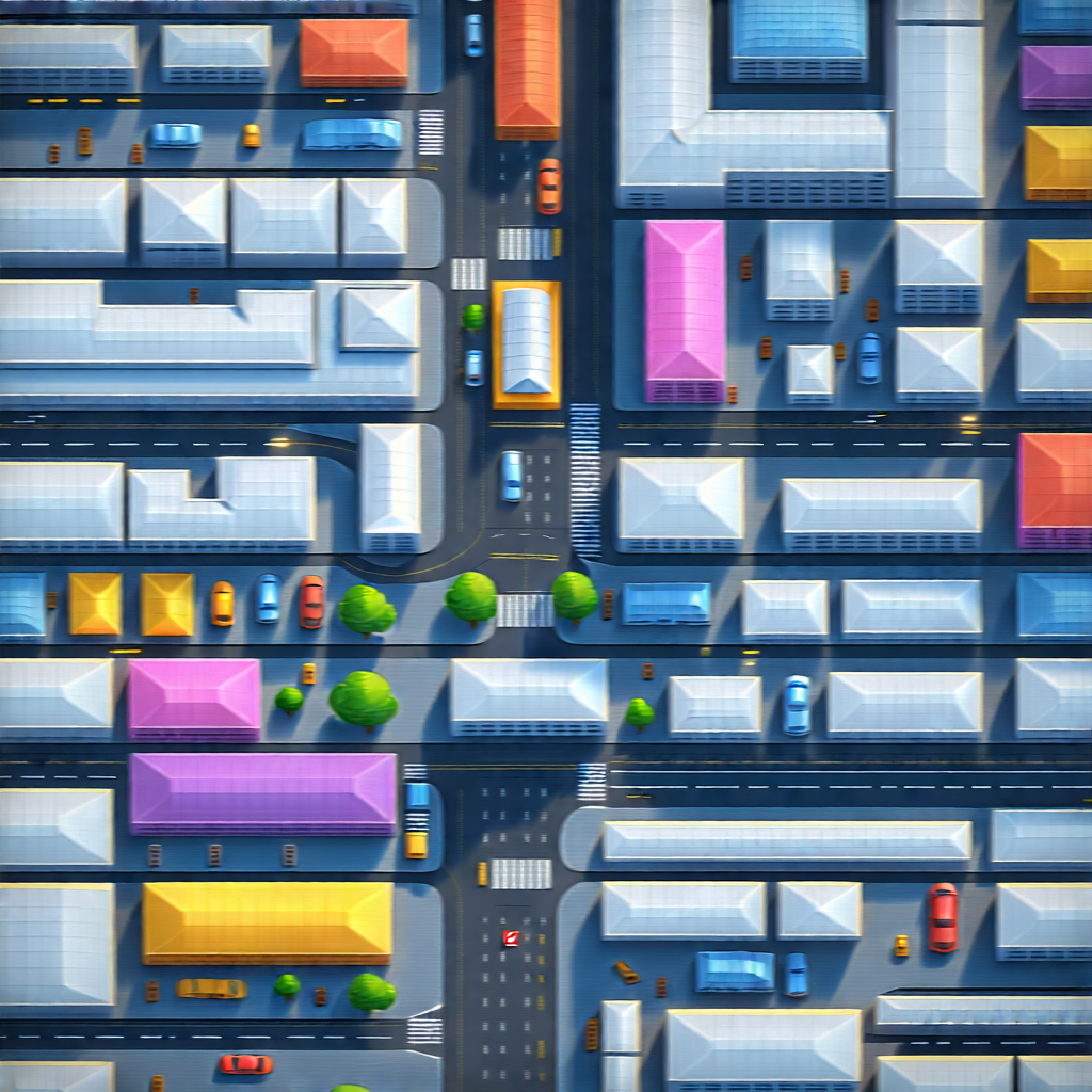 Urban Infographic Style: Aerial view of city blocks