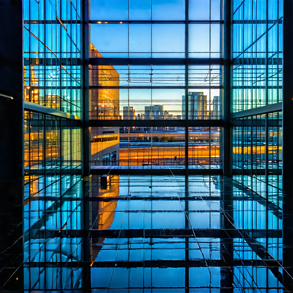 Urban Long Exposure Photography: Urban Loft With Reflective Glass With Large Glass