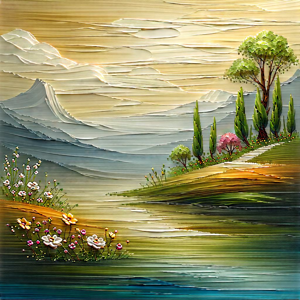 Abstract Impressionist Style: Woven Arrangement With Image, There