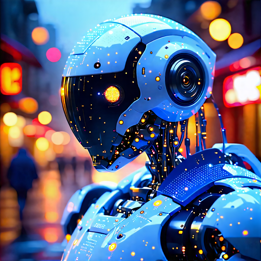Tech Advertising Photography: Robot with digital particles