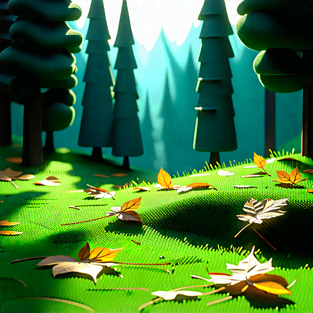 Nature Isometric Design: Autumn leaves in sunlit clearing
