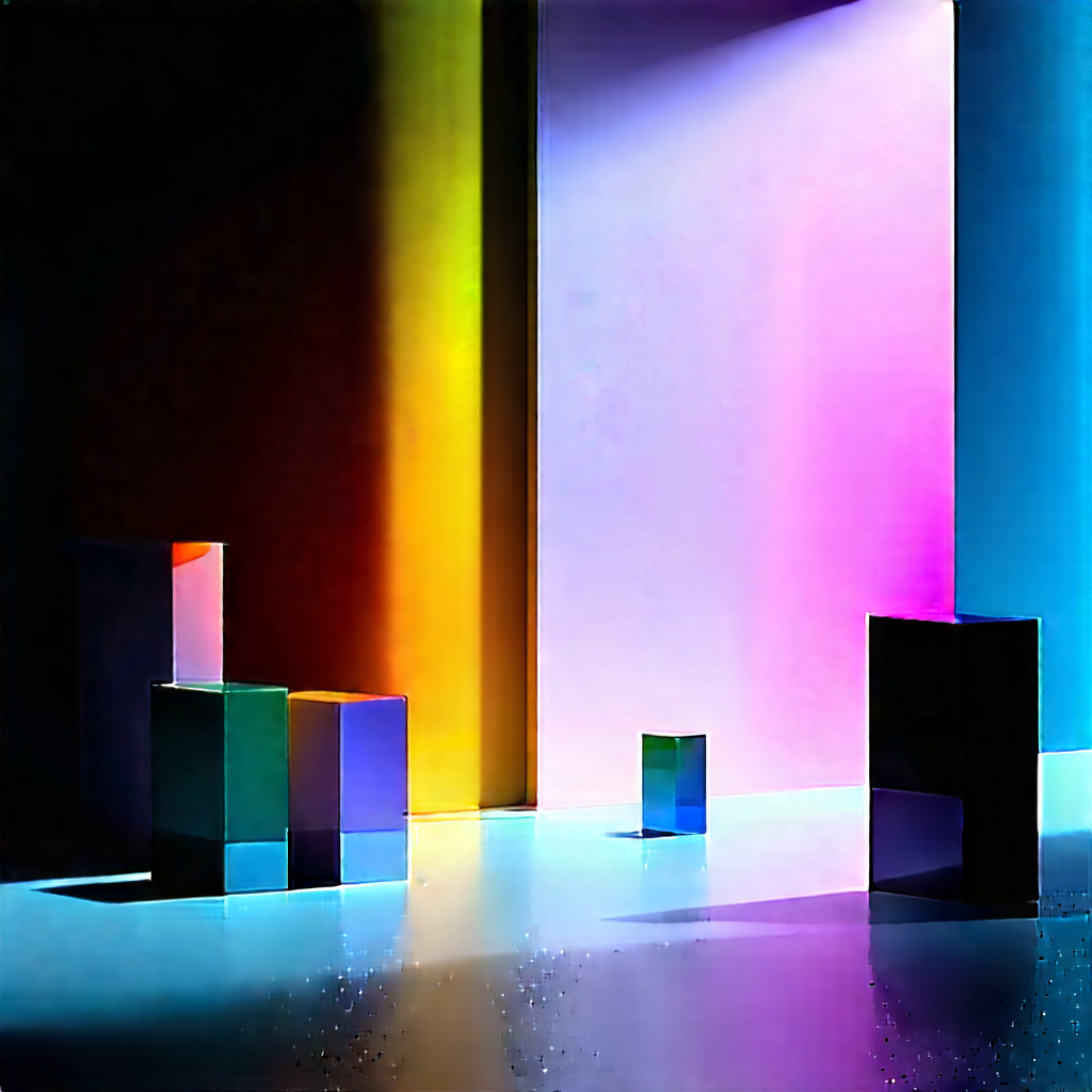 Abstract Holographic Art: (minimalist:1.12) Arrangement With Color Block With Room Large,
