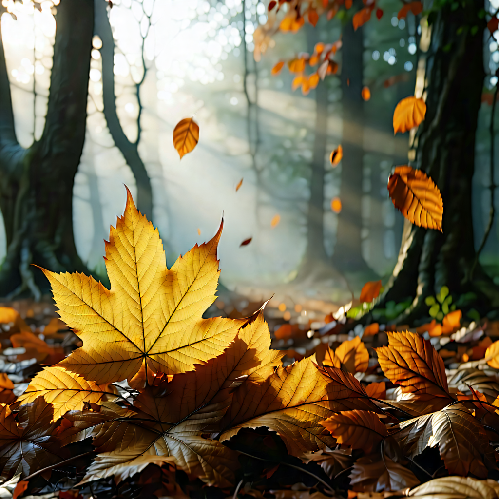 Nature Cinema 4d: Autumn Leaves In Misty Environment With Forest Large,
