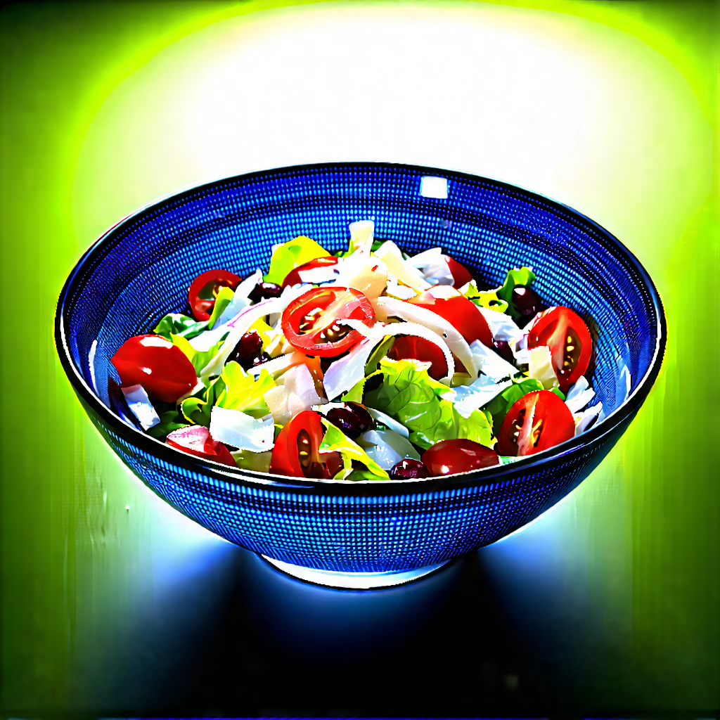 Lifestyle Concept Art: Fresh Salad Prepared With Fresh Ingredients With Blue Bowl
