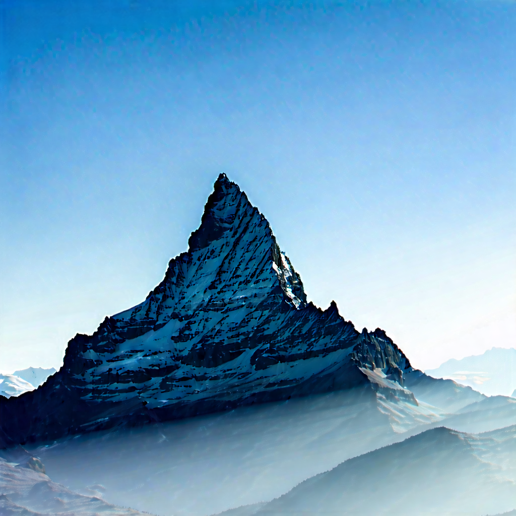 Nature Macro Photography: Clear (sky:1.33) Over (mountain:1.14) Peak With Majestic Mountain