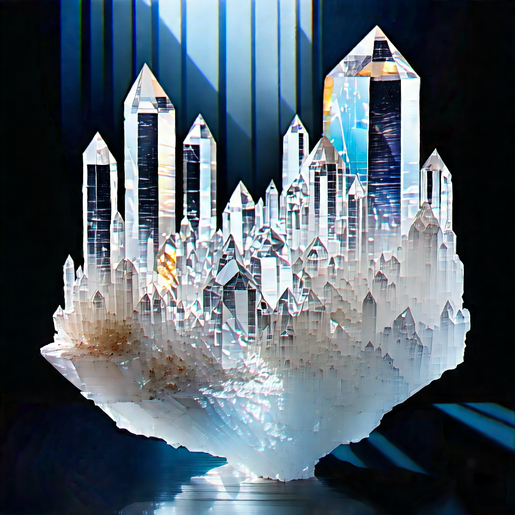 Abstract Art Deco Style: Crystal Formation With Transparency With Large, Intricate