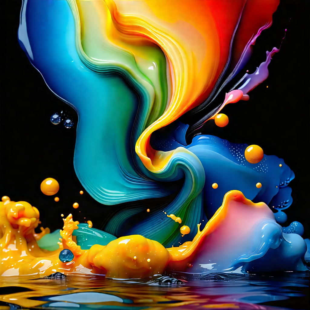Abstract Sci-fi Art: Fluid Abstract With Complementary Color Palette With Close-up Colorful,