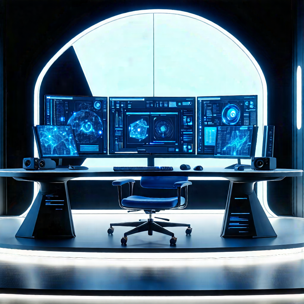 Tech Octane Render: Futuristic Digital Workspace With Image, There