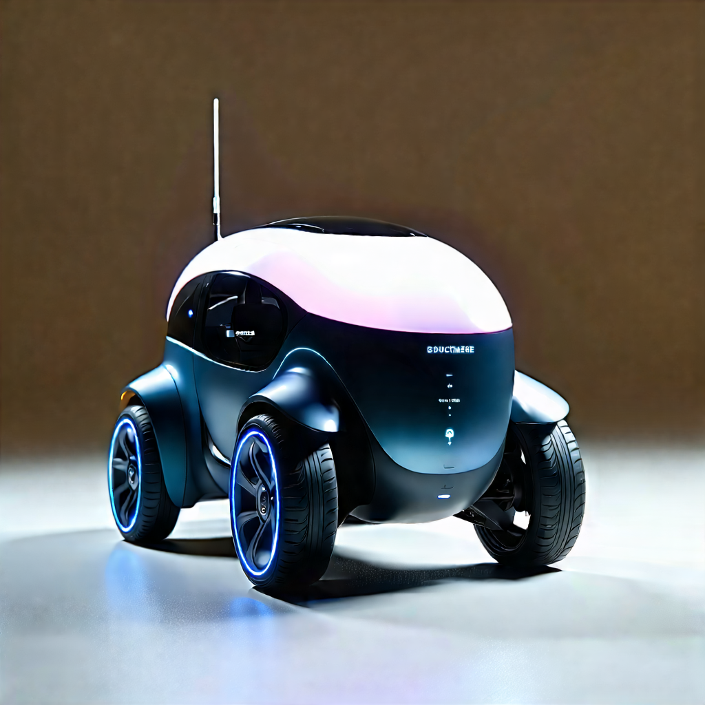 Tech Drone Photography: Innovative Electric Vehicle (design:1.3) With Small, Futuristic-looking
