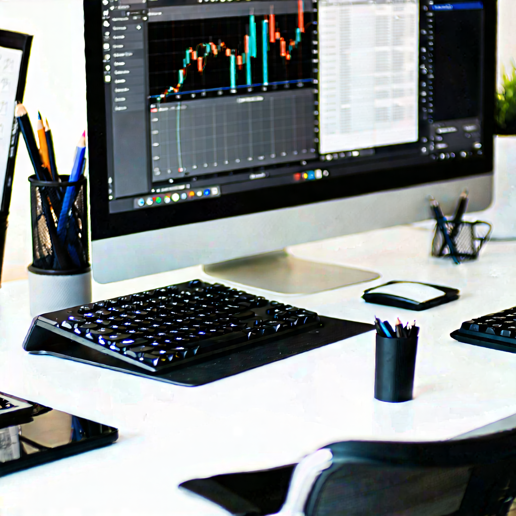Business Commercial Photography: Workplace With Productivity Tools On Desk With White Desk