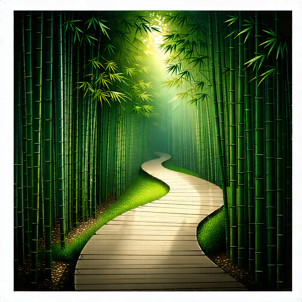Nature Diagram Style: Path Through Bamboo Grove With Image, There