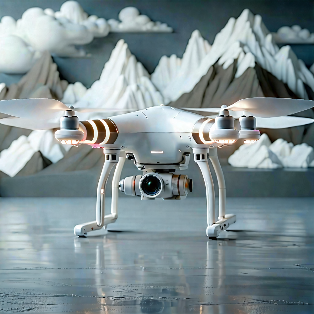 Tech Blender Artwork: Drone With Digital Artwork With White Drone