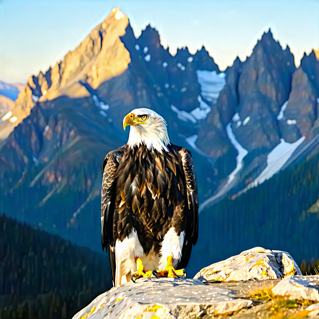 Nature Landscape Photography: Eagle In Mountain Terrain With Bald Eagle