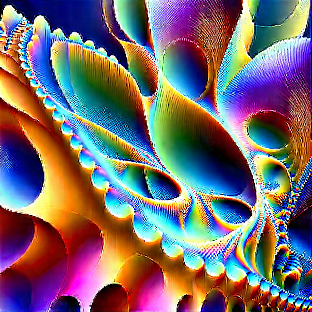 Abstract Digital Painting: Fractal Pattern With Iridescent Color Palette With Colorful Intricate