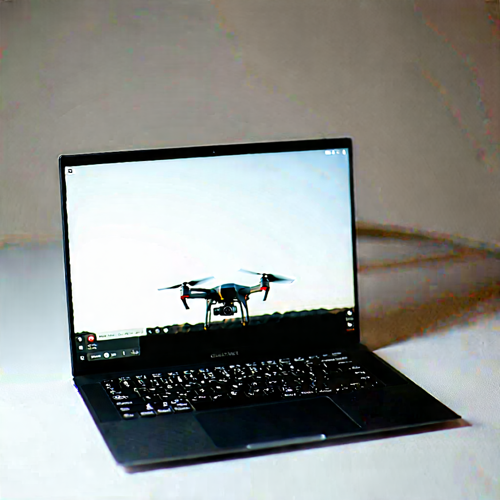 Tech Drone Photography: Laptop With Streaming Content With Laptop Computer
