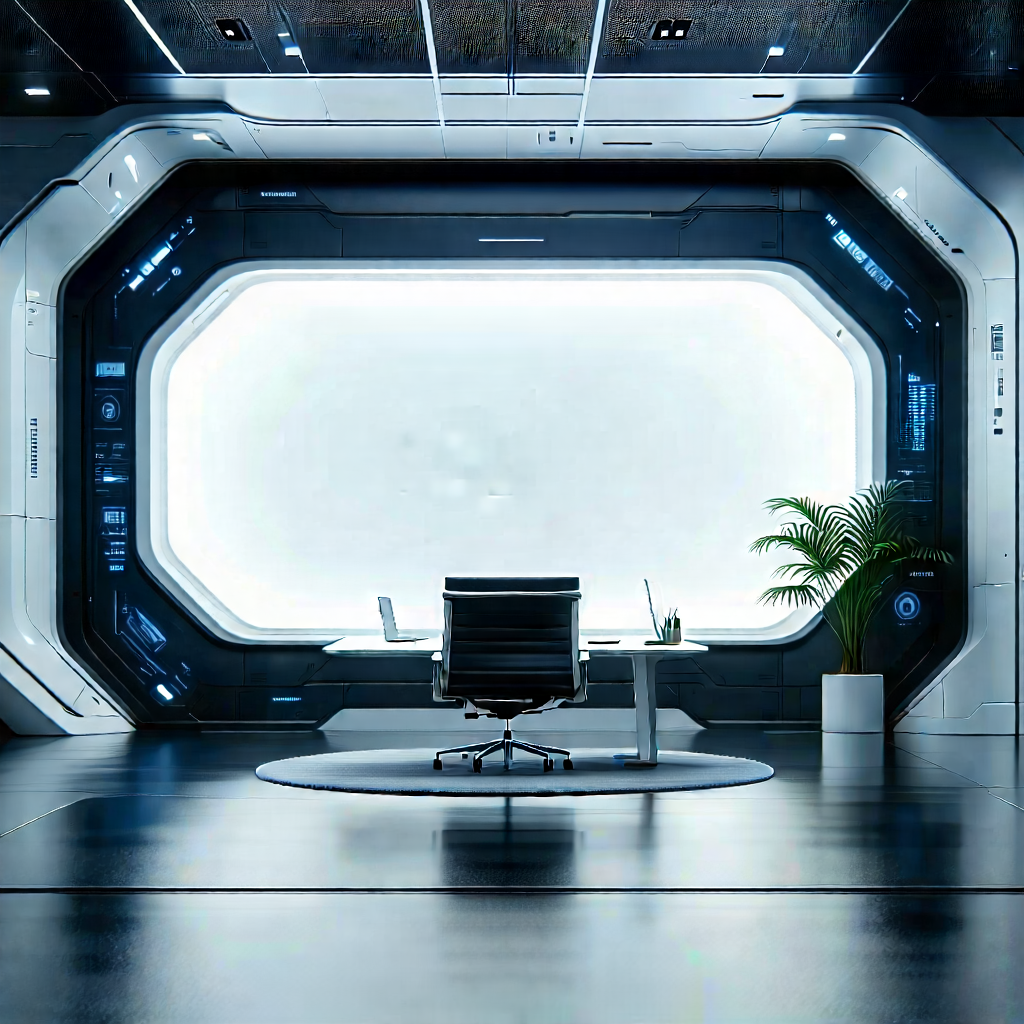 Tech Blender Artwork: (futuristic:1.22) Tech Startup Office With Image, There