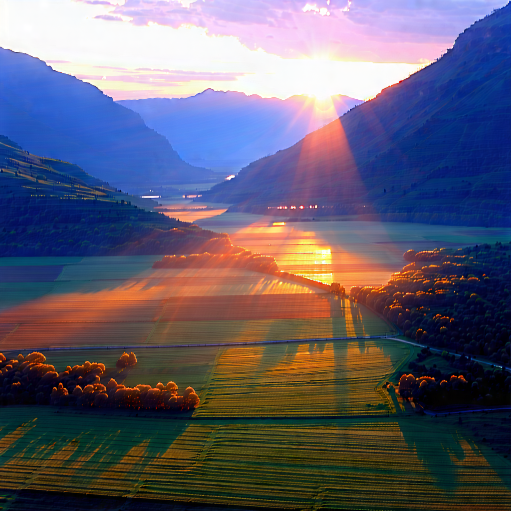 Nature Long Exposure Photography: Valley During Sunset With Beautiful Landscape