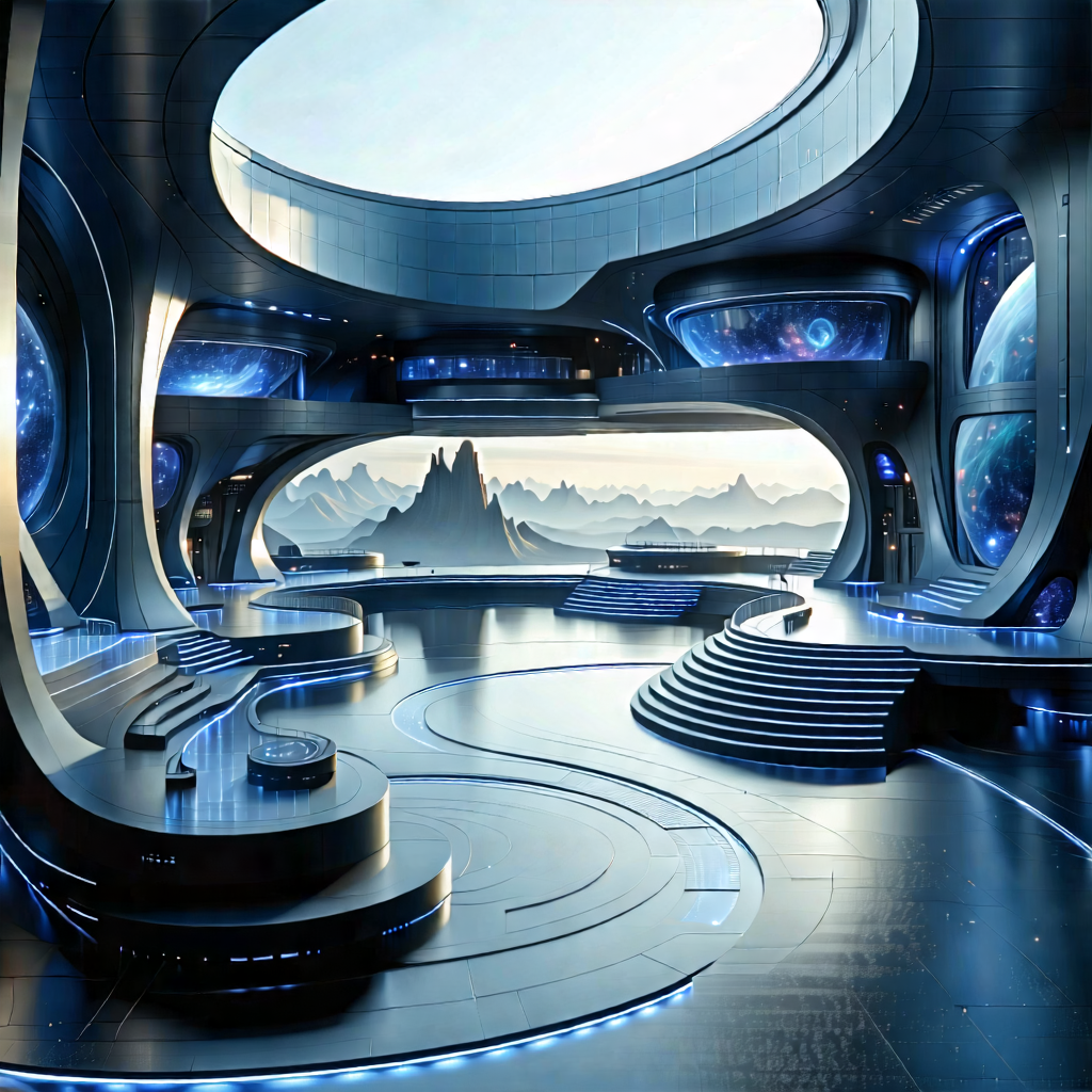 Tech Matte Painting: Futuristic Innovation Hub With Futuristic Setting,