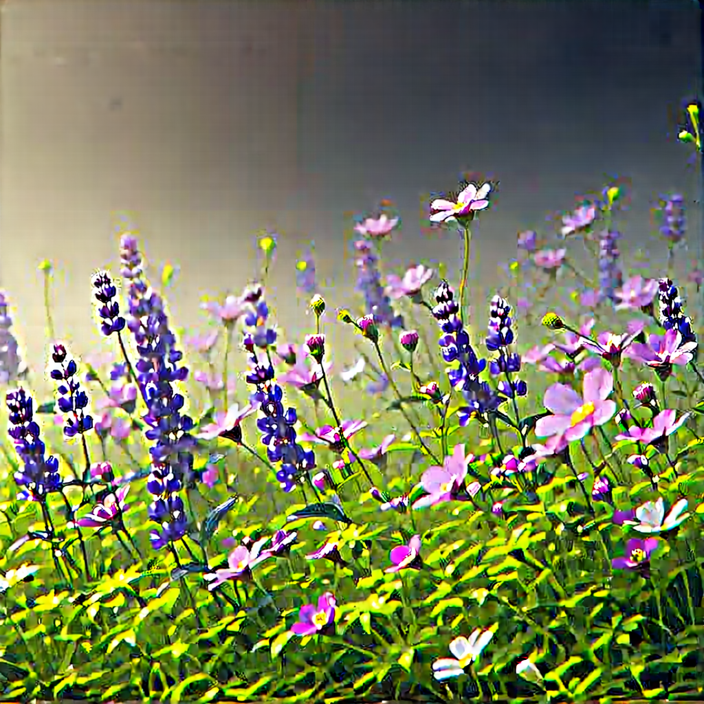 Nature 3d Render: Wildflowers In Natural Setting With Beautiful Field